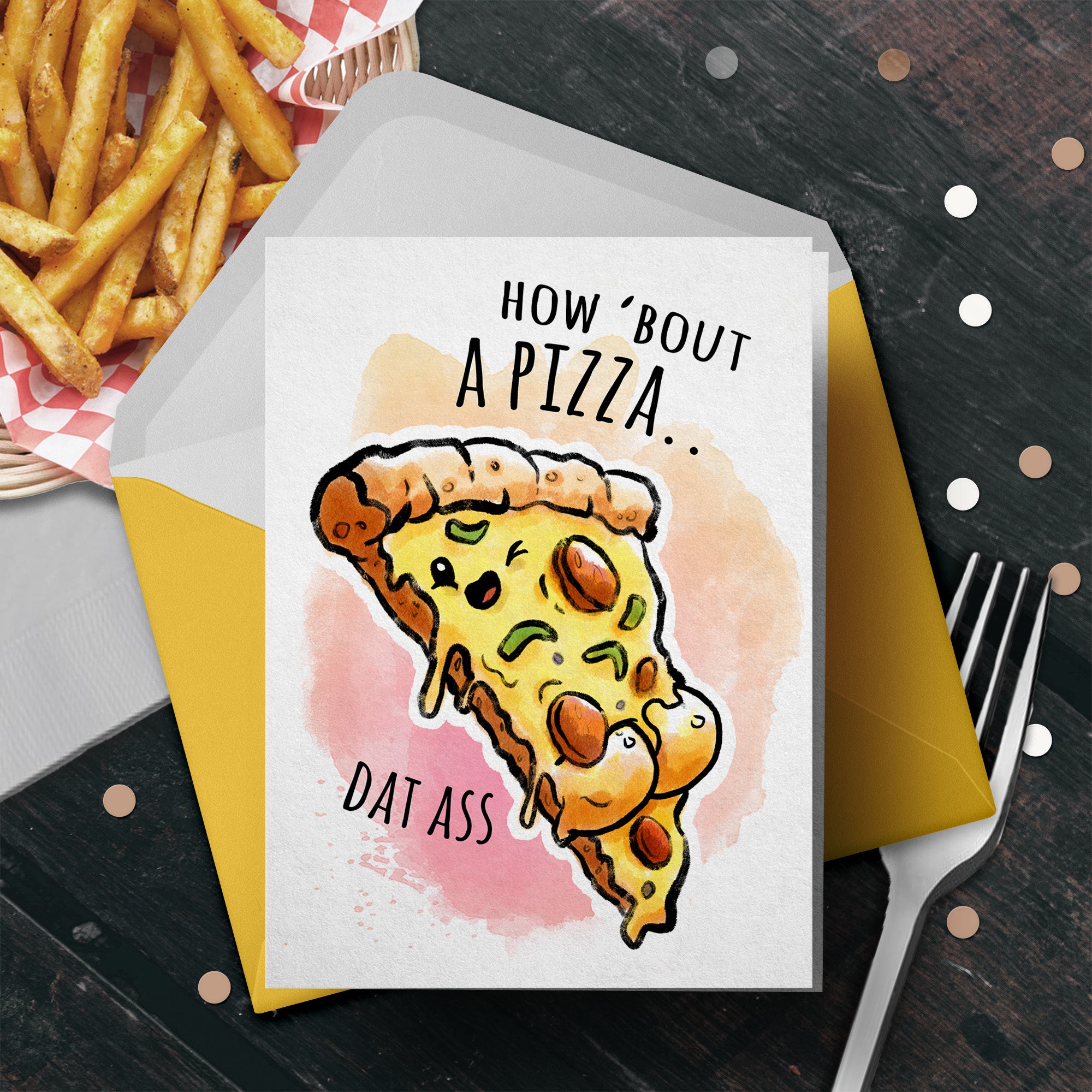 American Greetings Valentinstagskarte 'Pizza-Date' – Mit Folie & Prägung, Inkl. Umschlag, 11,7x17,1 Cm